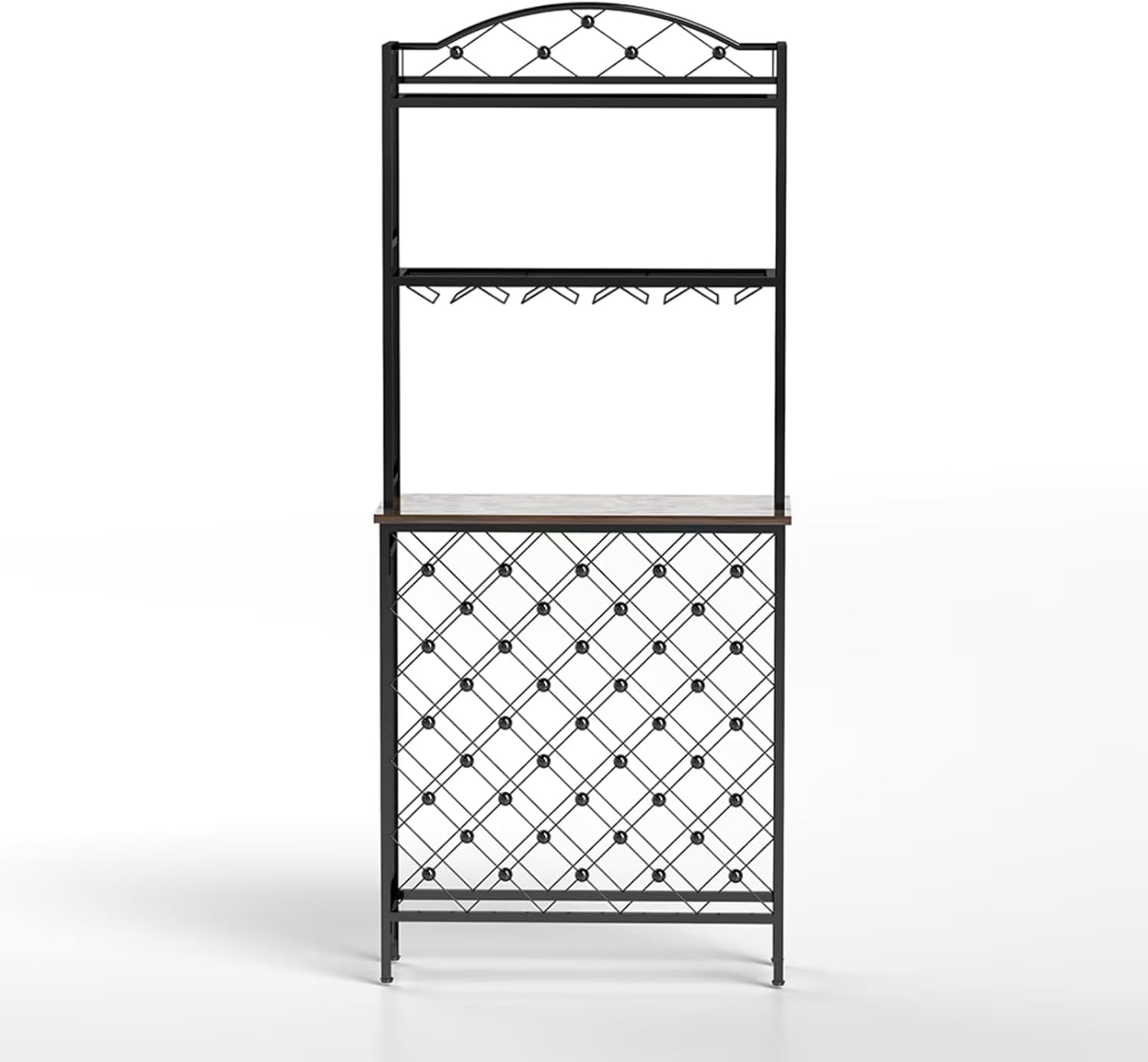 20-Bottle Floor Wine Rack with Glass Holder and Shelves