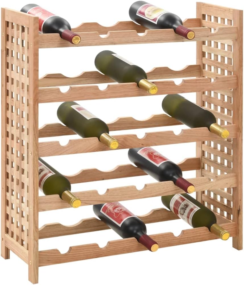 Aisifx 25-Bottle Wine Rack Solid Walnut