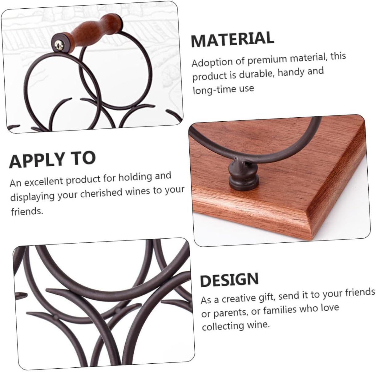 PRETYZOOM Modern Iron Wine Rack Space-Saving Display Stand