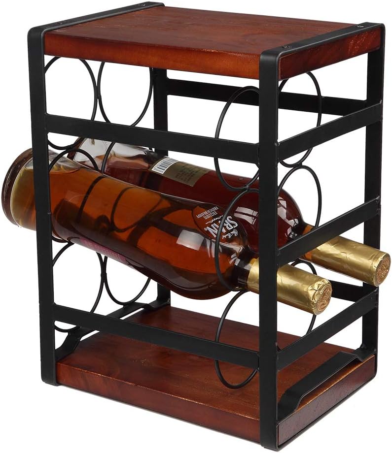 DOLFISH 3 Tiers Freestanding Wine Rack Black and Brown