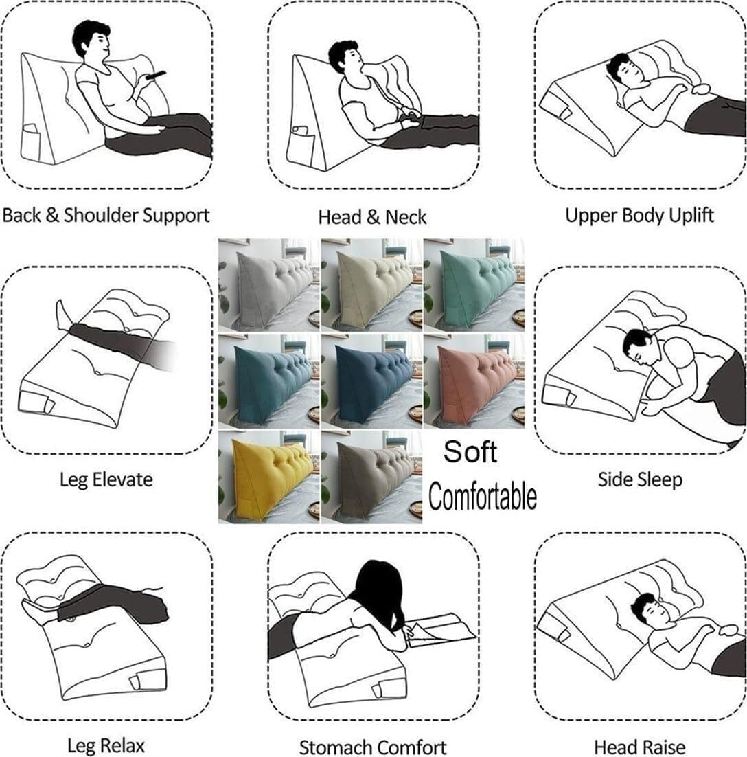 Headboard Wedge Pillow with Removable Cover - Smoke Gray 80cm315in