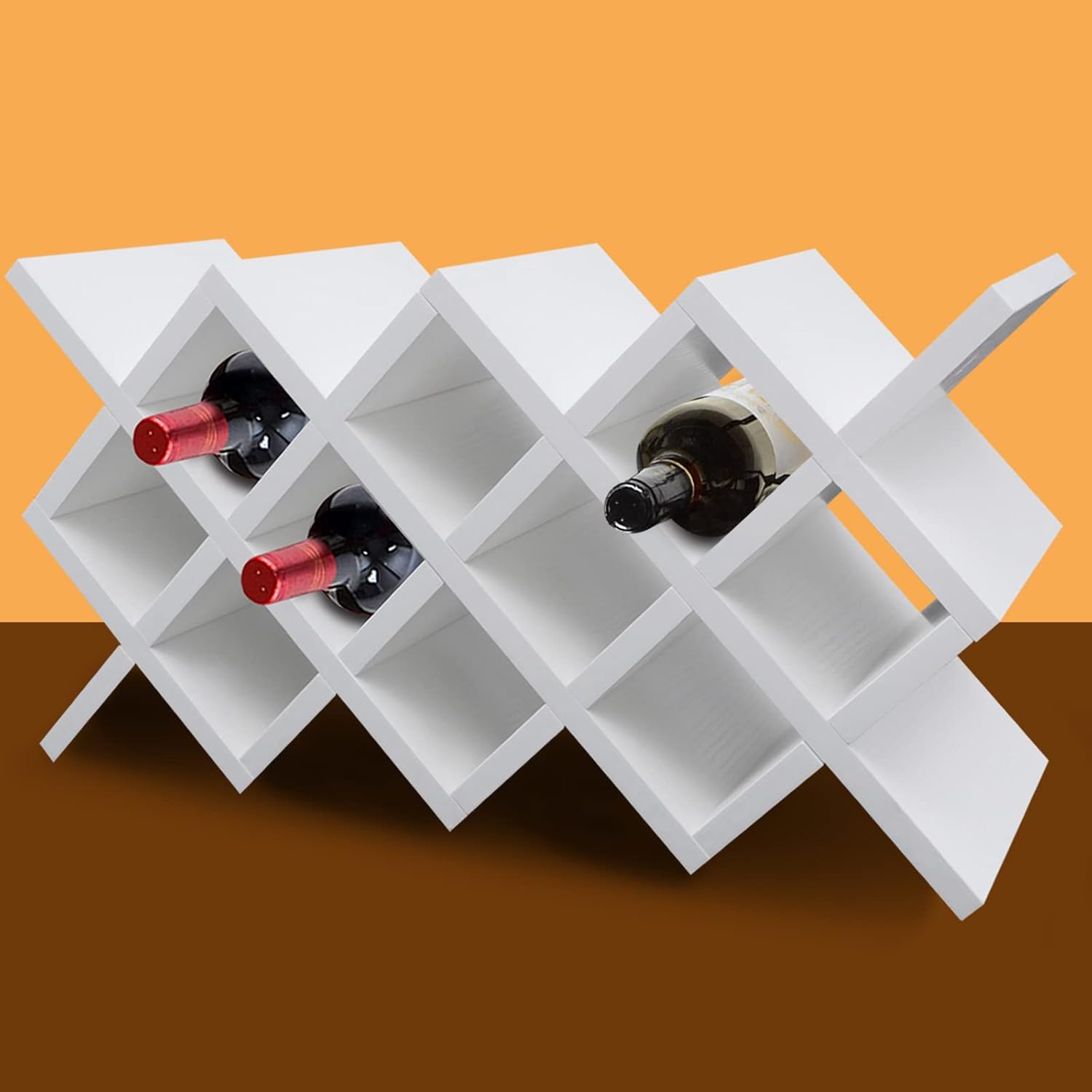 10 Grids Wall-Mounted Wine Rack with Lattice Design