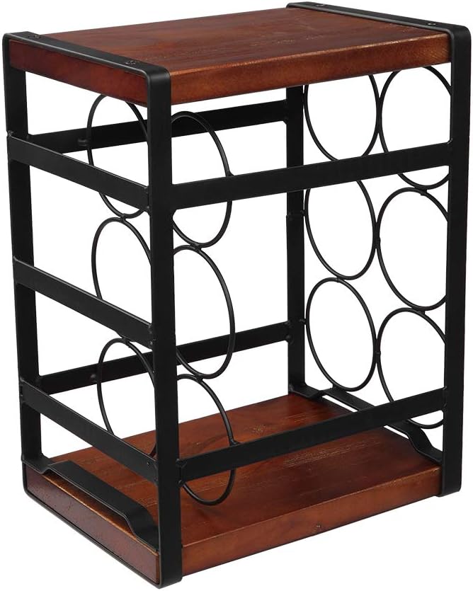 DOLFISH 3 Tiers Freestanding Wine Rack Black and Brown