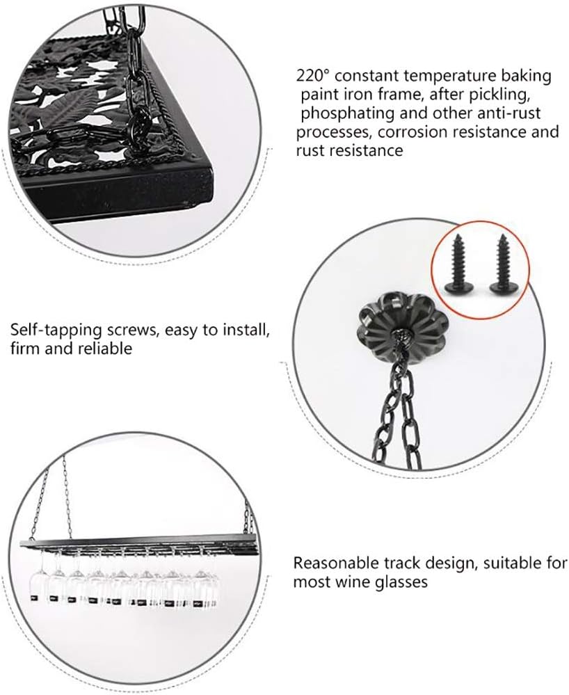 ZJDYDY Adjustable Height Glass Wine Frame Ceiling Rack