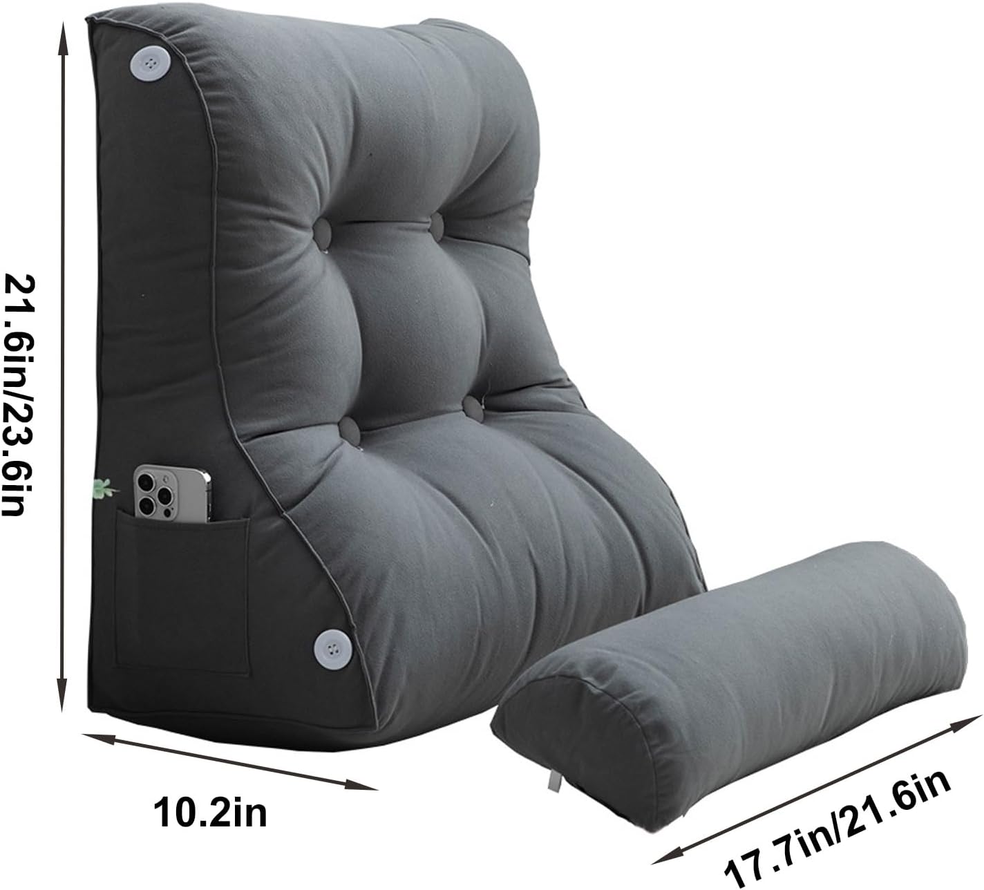 Back Support Pillow for Bed Reading with Adjustable Lumbar Pad
