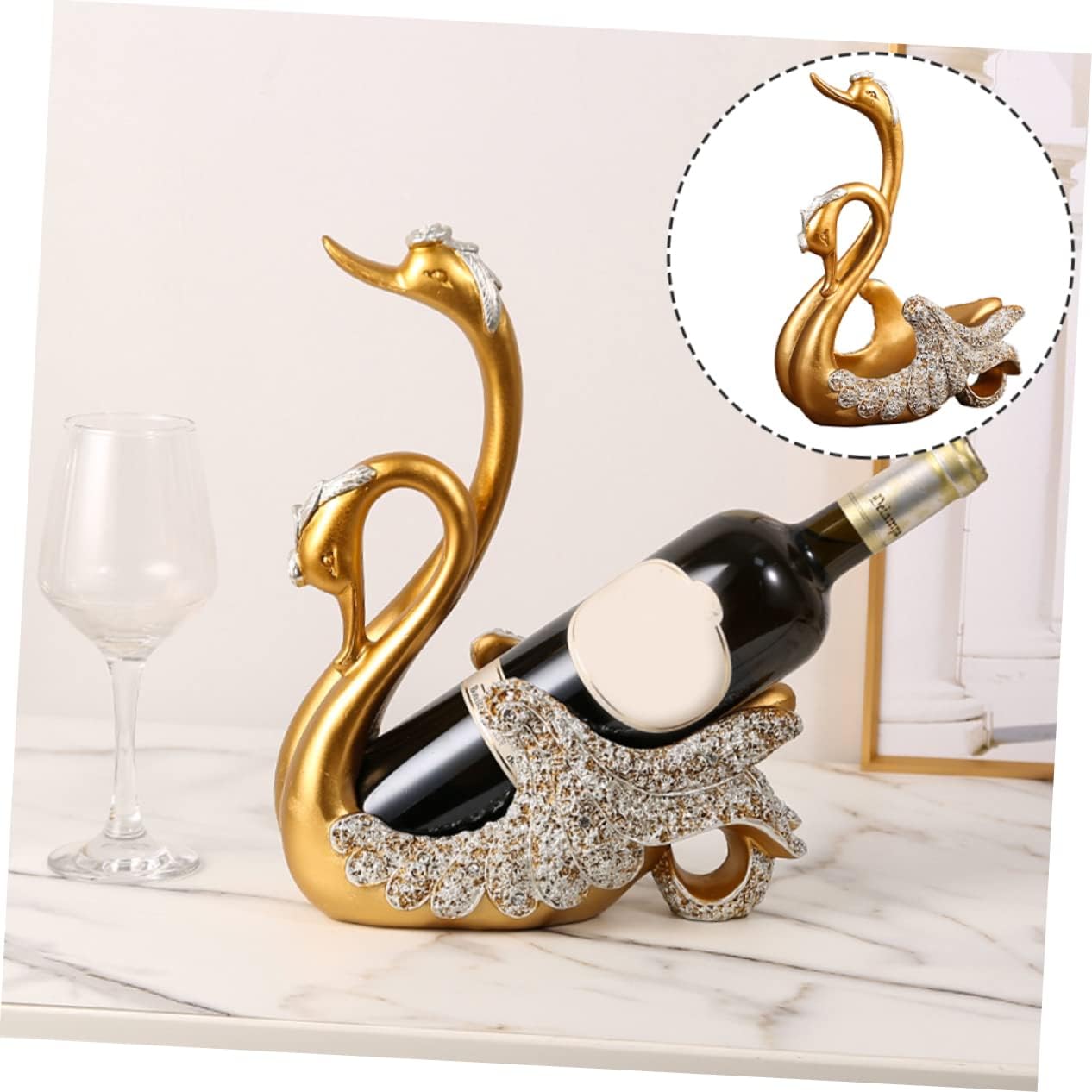 Veemoon Swan Wine Holder Resin Tabletop Rack