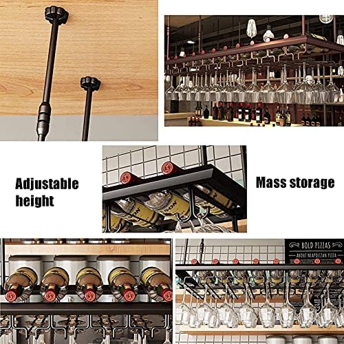 Adjustable Ceiling Wine Rack 100cm Metal Holder for Kitchen Bar