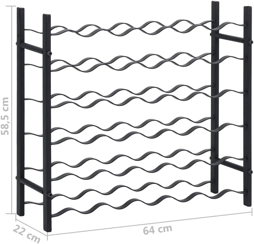 vidaXL Wine Rack for 36 Bottles Black Iron