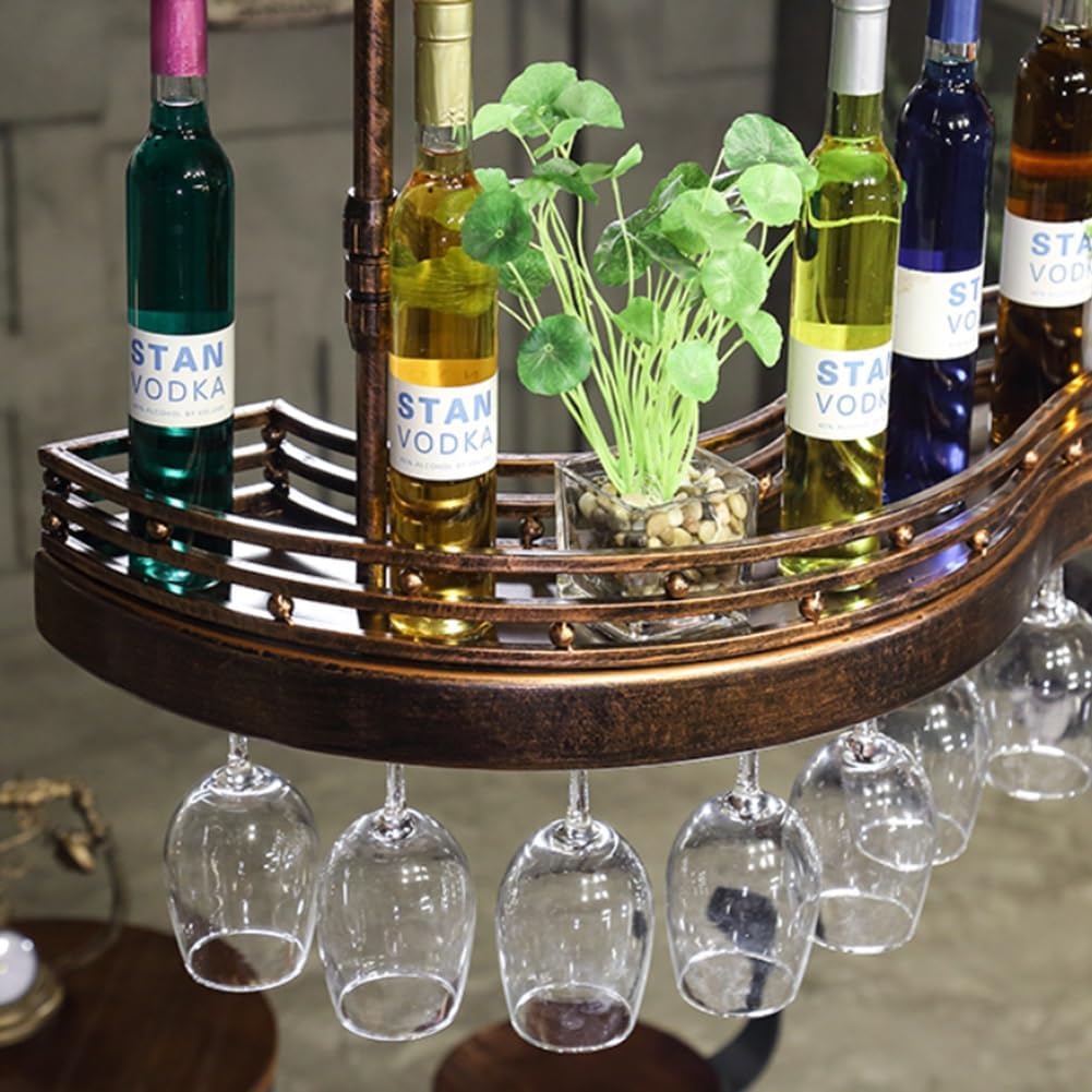 Hanging Wine Rack with Glass Holder Bronze 80x25cm
