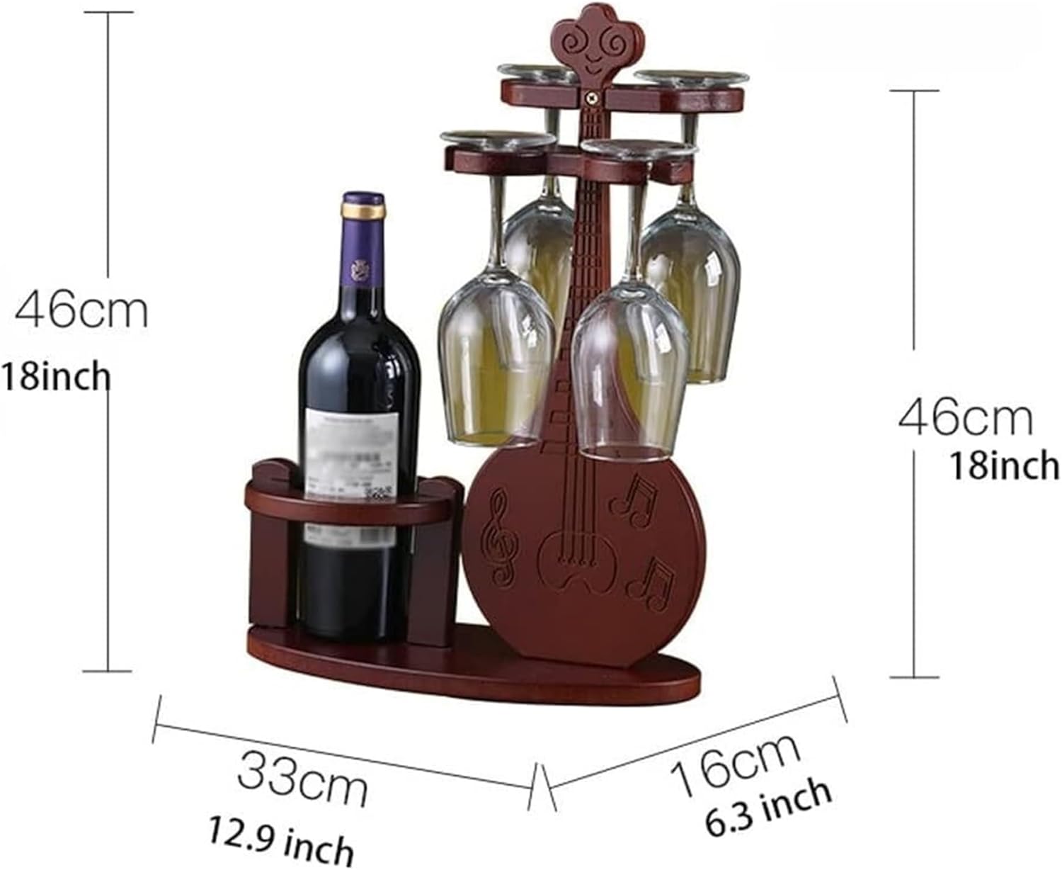 OXOAMP Freestanding Wine Rack with Glass Holder Wooden Storage Stand