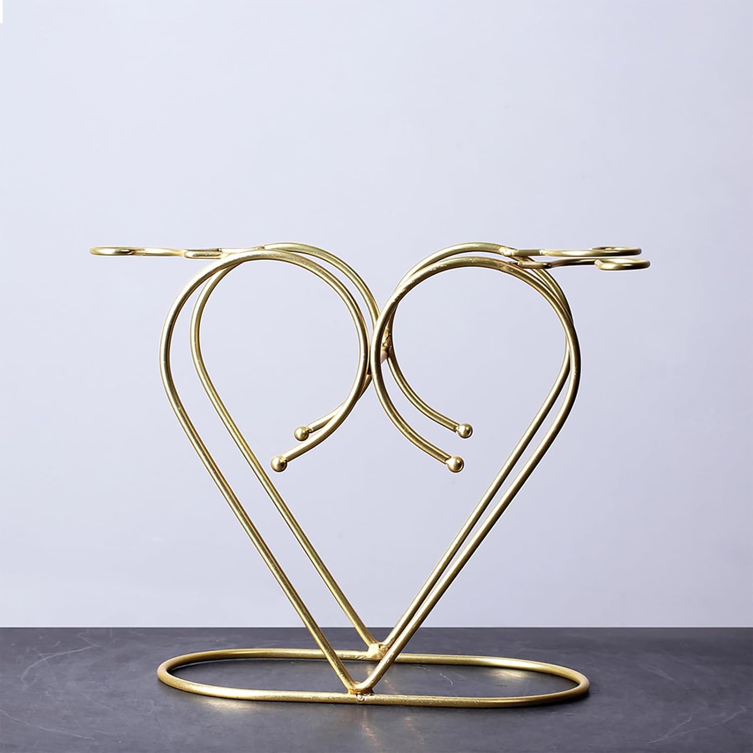 Stainless Steel Heart-shaped 3 Bottle Wine Rack Modern Design