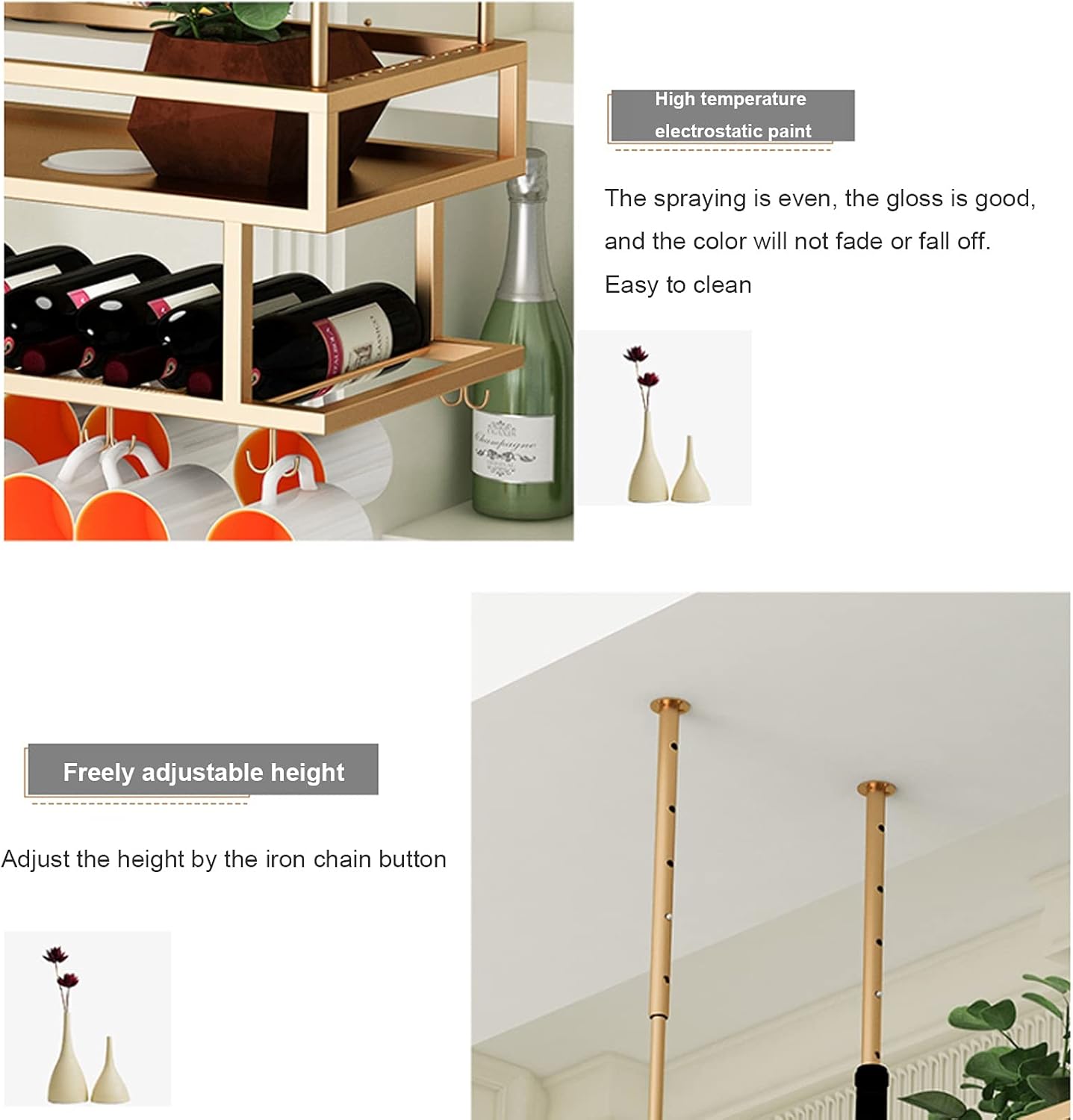Adjustable Height Freestanding Wine Rack for Home and Kitchen