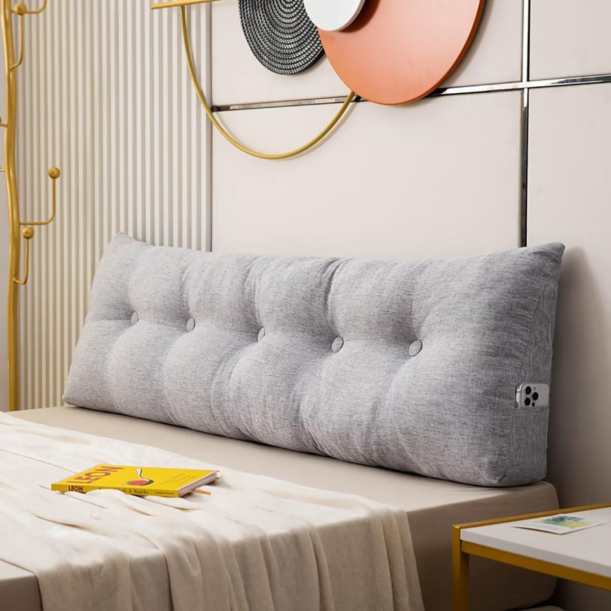 TESICA Headboard Pillow Grey 59x16x5in