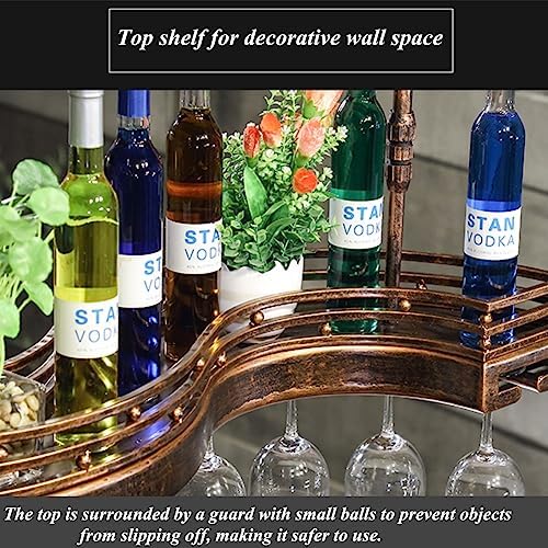 Hanging Wine Rack with Glass Holder Bronze 80x25cm