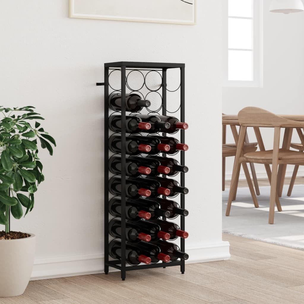 vidaXL 27-Bottle Wine Rack Black Wrought Iron