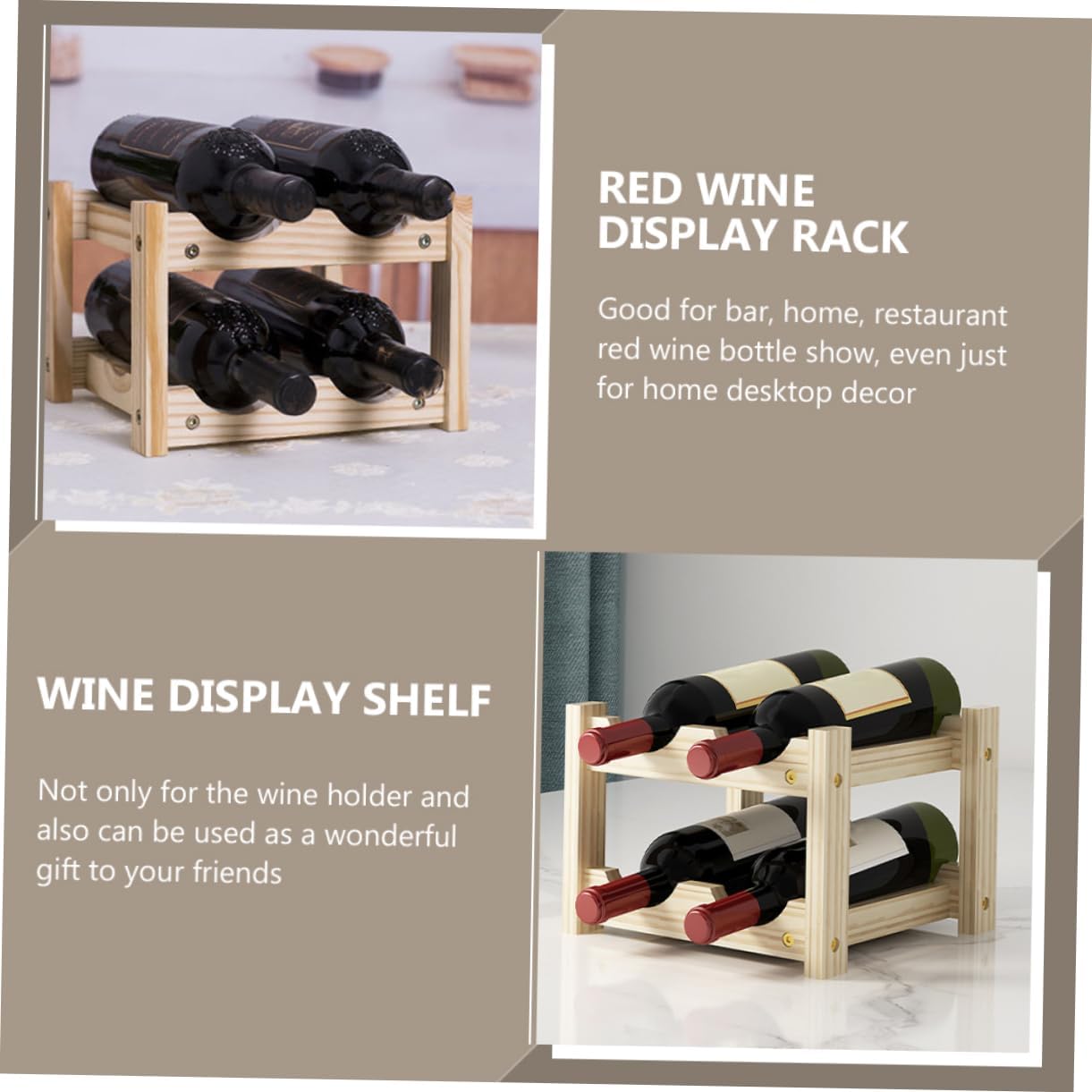 MAGICLULU Stackable Wine Display Rack for Living Room Bar