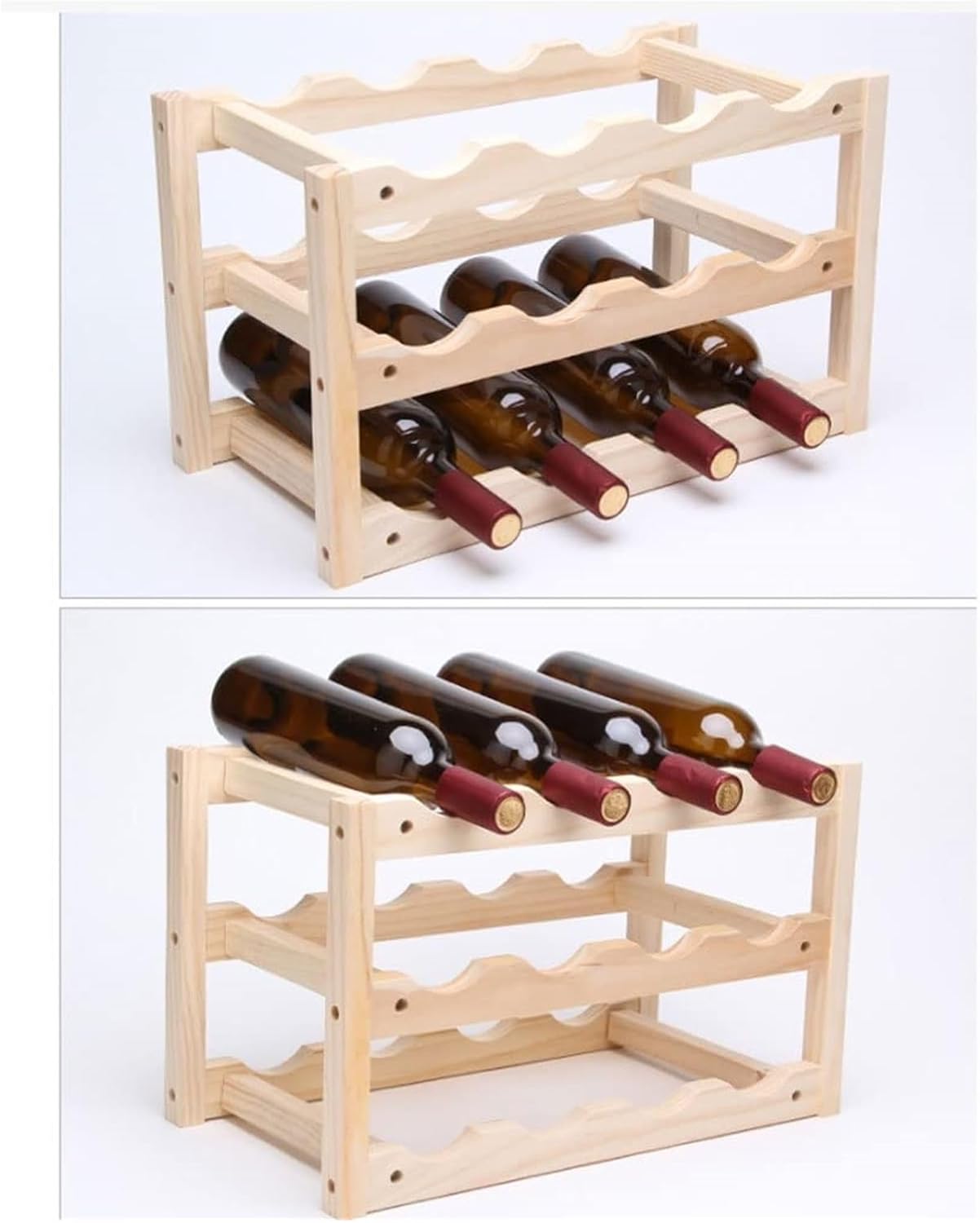 OXOAMP Freestanding 3-Tier Wine Rack with 12 Bottle Capacity