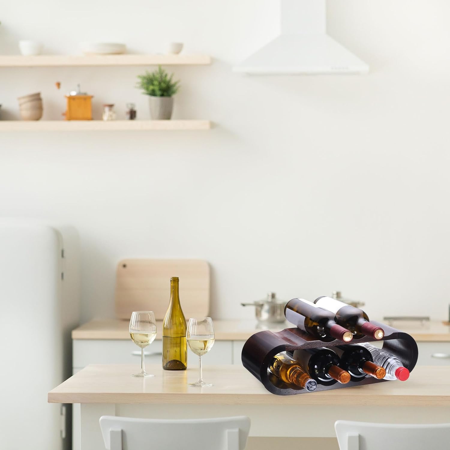 Uxcell Wooden Wine Rack 8 Bottle Holder Stand