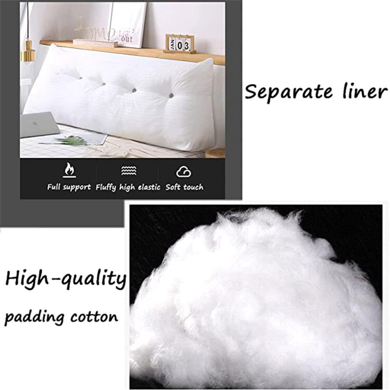 Triangular Headboard Pillow with Removable Cover for Bed and Dorm