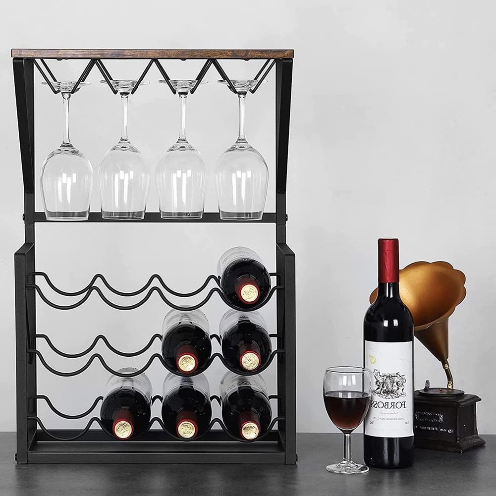 ZJDYDY Freestanding Wine Rack with Glass Holders