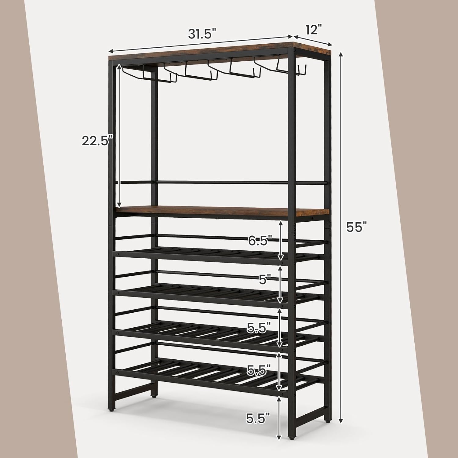 Giantex 4-Tier Freestanding Wine Rack 32 Bottles 16 Glasses