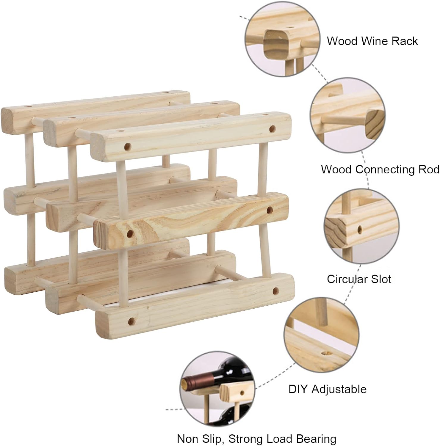 Pssopp Freestanding Wine Rack with 3 Tiers