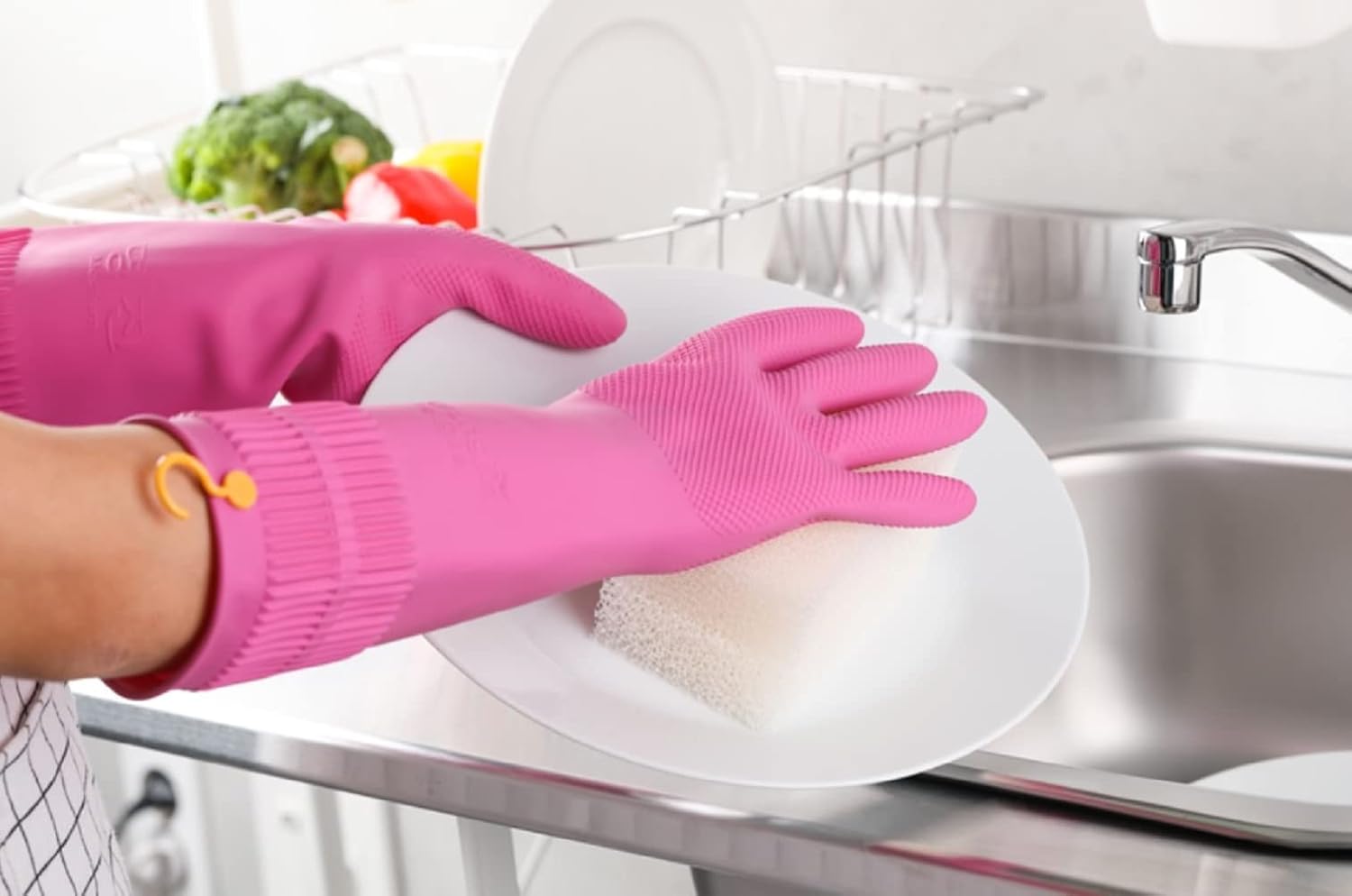 Myungjin Reusable Waterproof Cleaning Gloves with Hang-Dry Hook