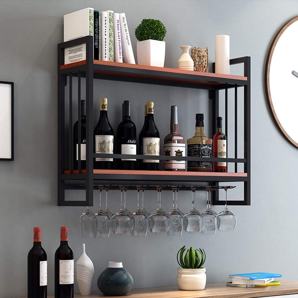 Vintage Wood Metal Wine Rack Wall Mount