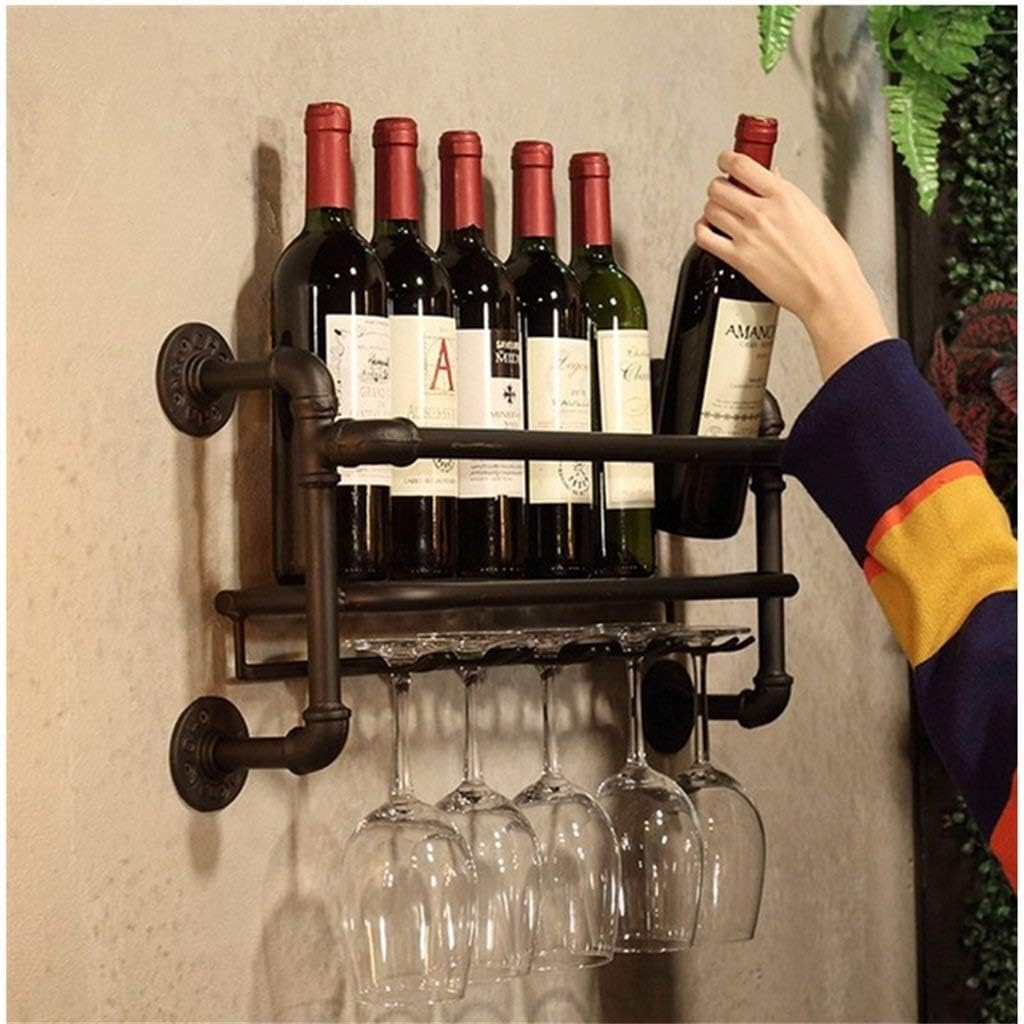 JLVAWIN Wall Mounted Wine Rack Organizer Black