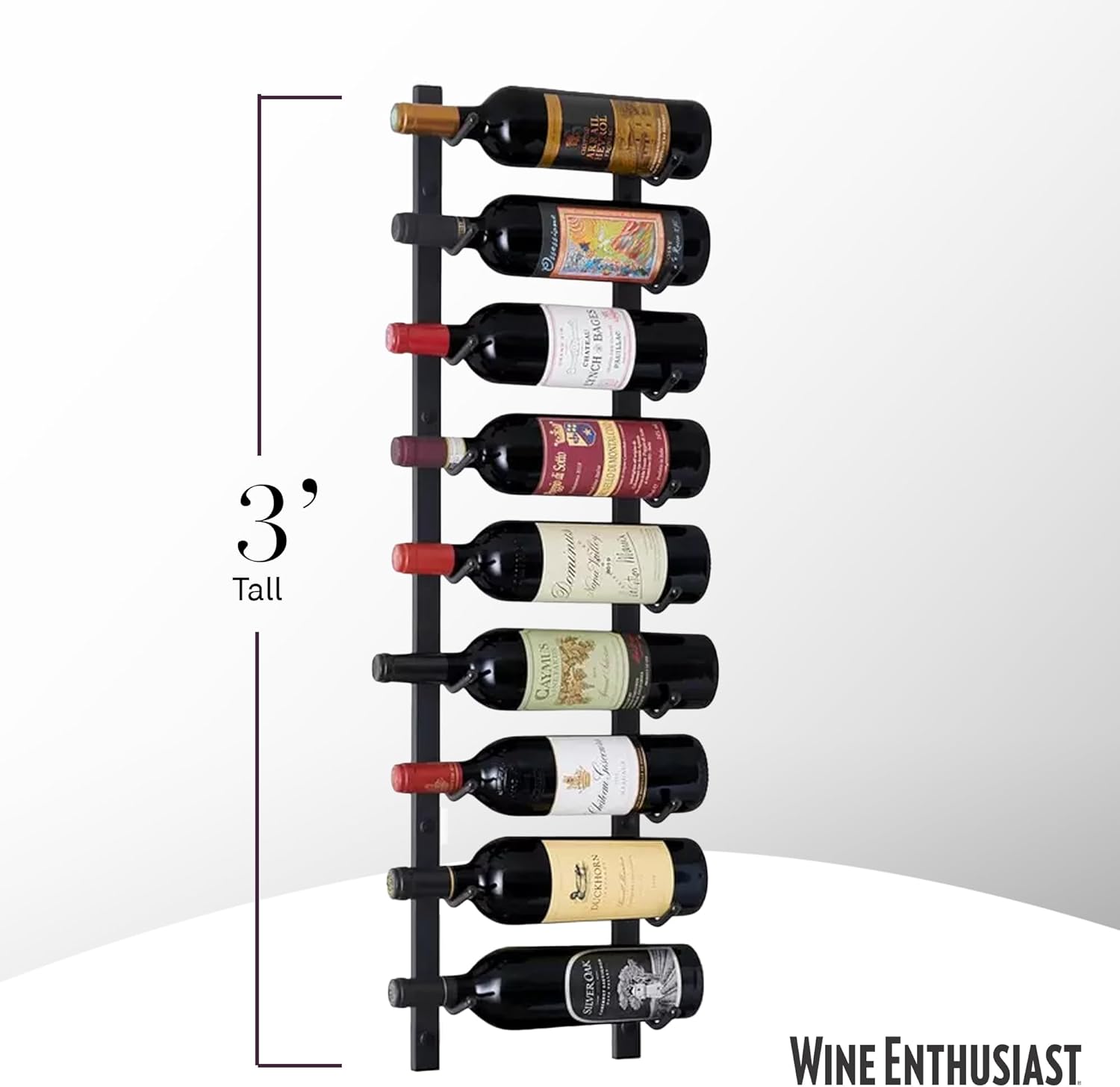 Wine Enthusiast NFINITY 9 Bottle Wall Mounted Wine Rack Black