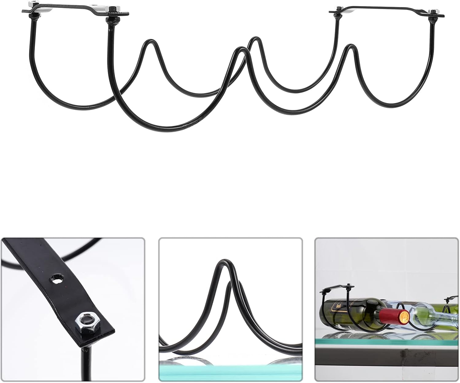BIUDECO 2pcs Wrought Iron Wine Racks Black