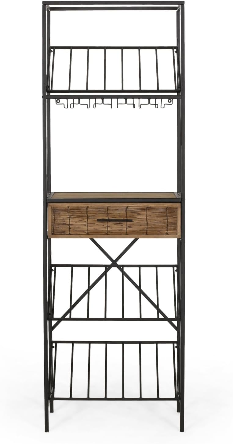 BGTR Freestanding Wine Rack with Storage and Glass Holder