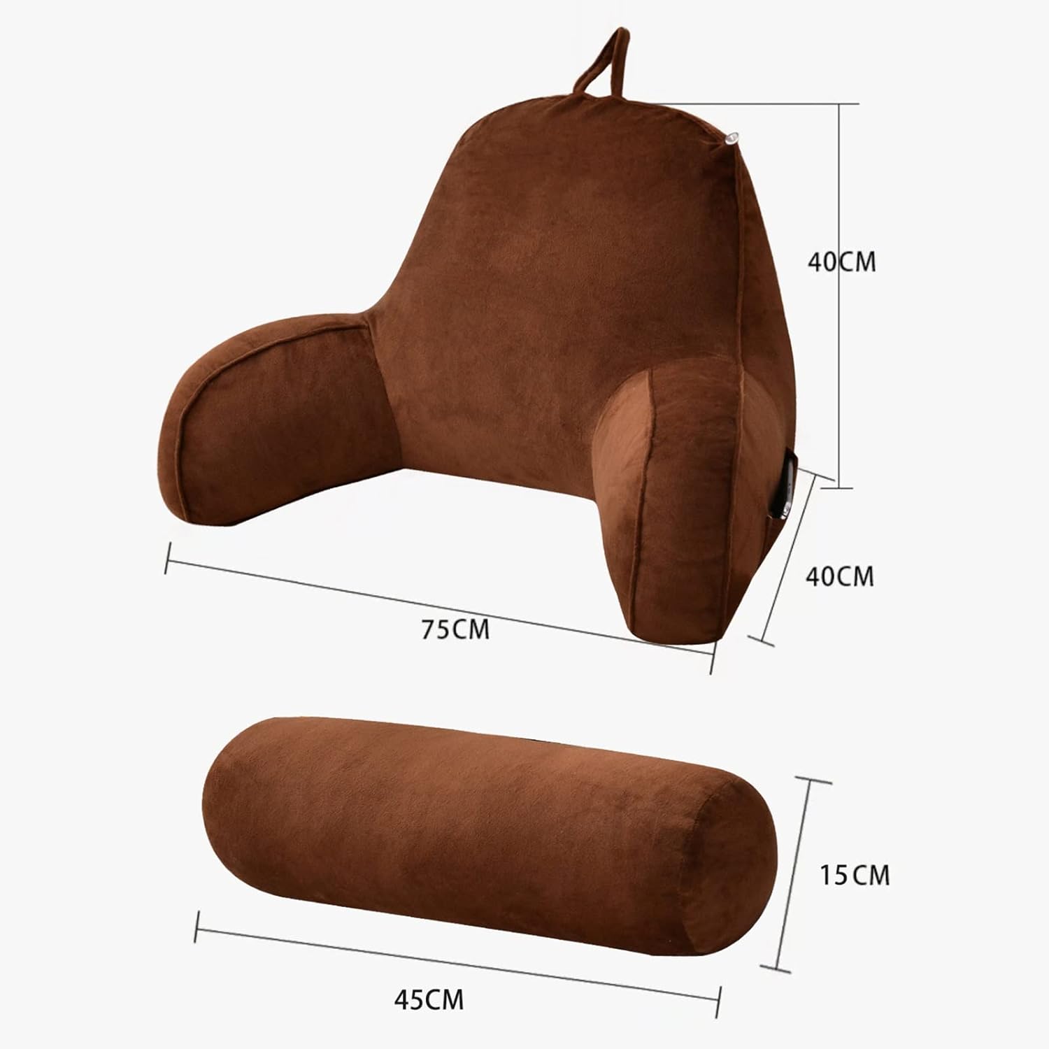 HOFFTI Reading Cushion with Neck Roll and Armrests for Bed and Sofa