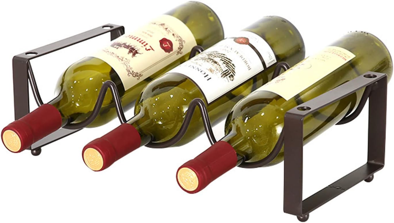 GANYKQ Stackable Wine Rack Freestanding Metal Bottle Storage Shelf