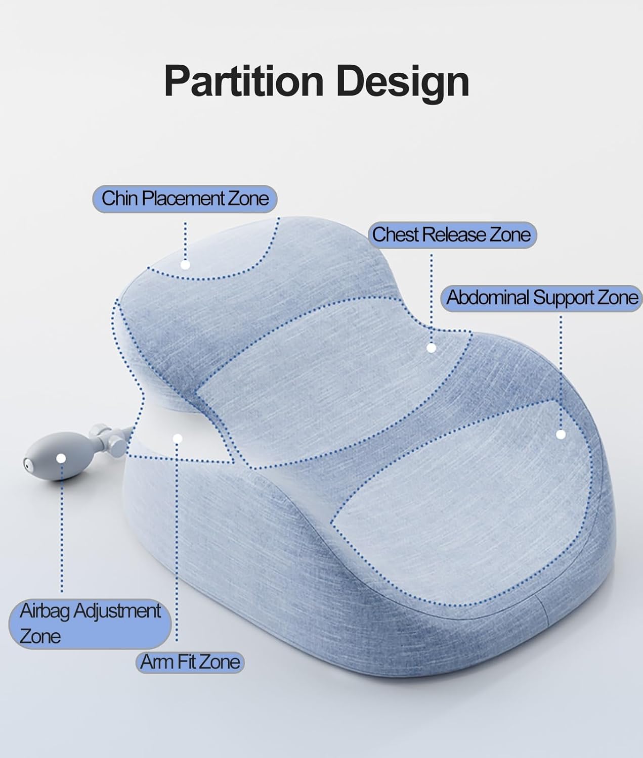 WAHHWF Face Down Pillow with Memory Foam and Removable Cover