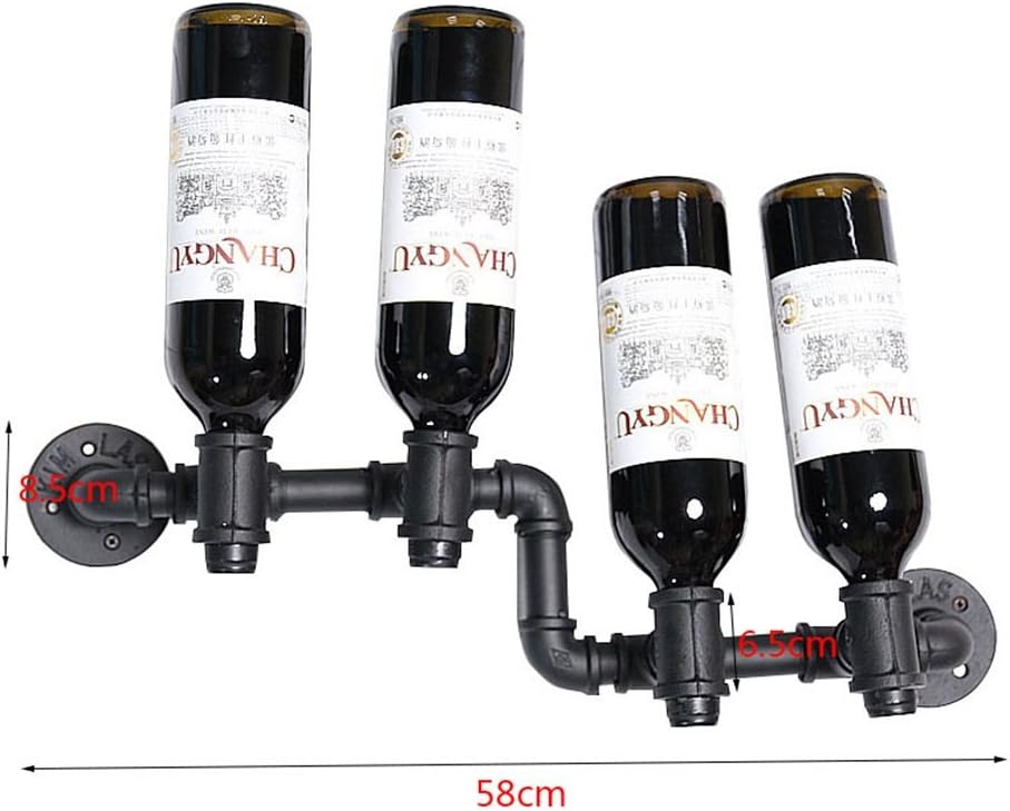 LUNEZY Wall Mounted Wine Rack Industrial Rustic Design Holds 4 Bottles