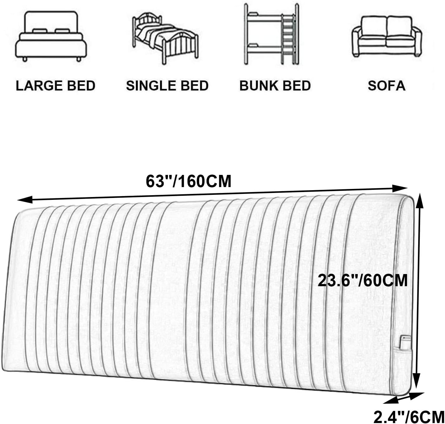 ZZYK Wedge Body Positioner Headboard Pillow 63 Large Bolster Cushion