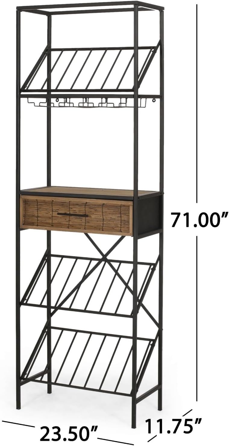 BGTR Freestanding Wine Rack with Storage and Glass Holder