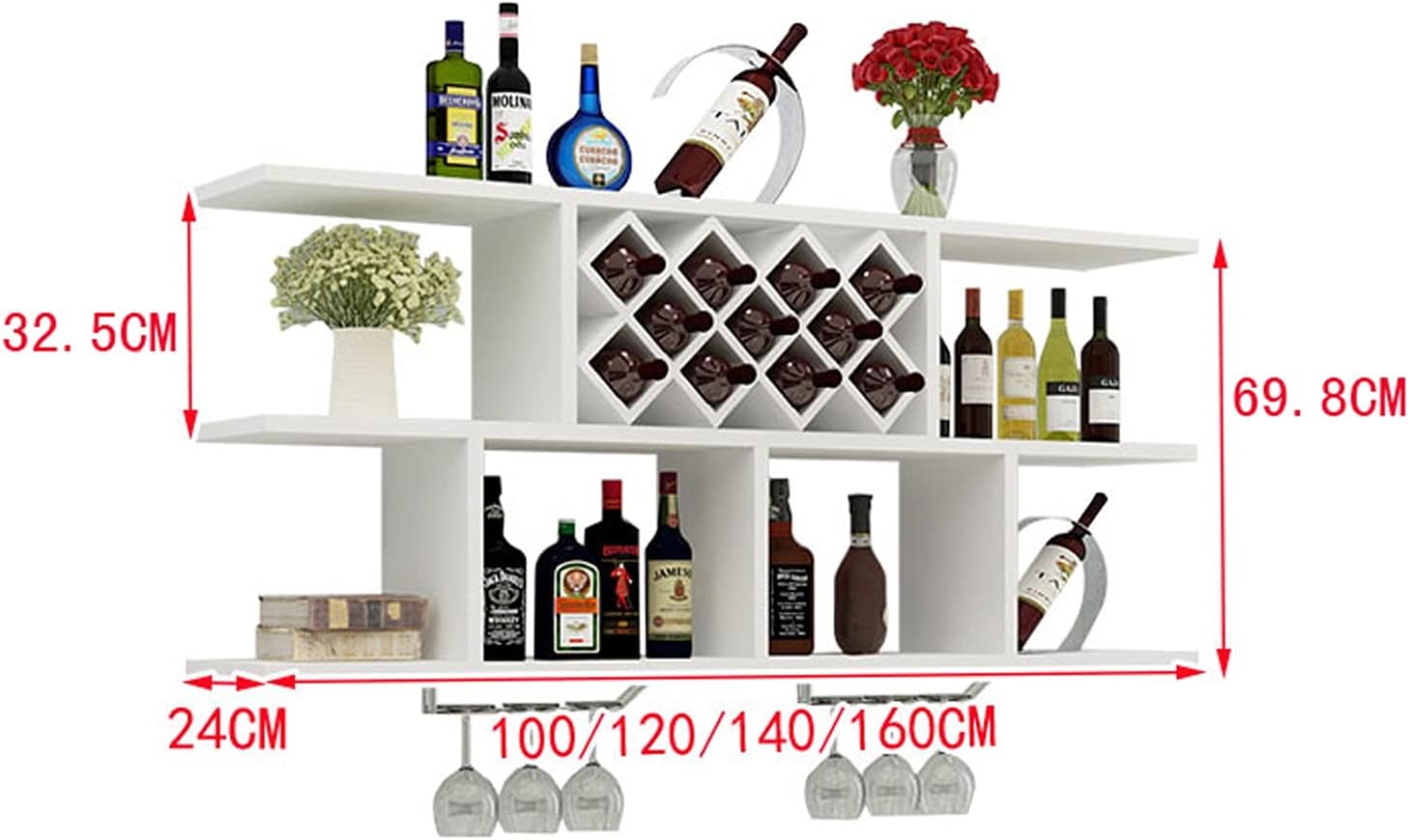 Suuim Wall-Mounted Wine Rack with Glass Hangers 1