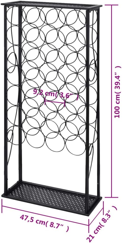 Aisifx 28-Bottle Wine Rack Black Wrought Iron