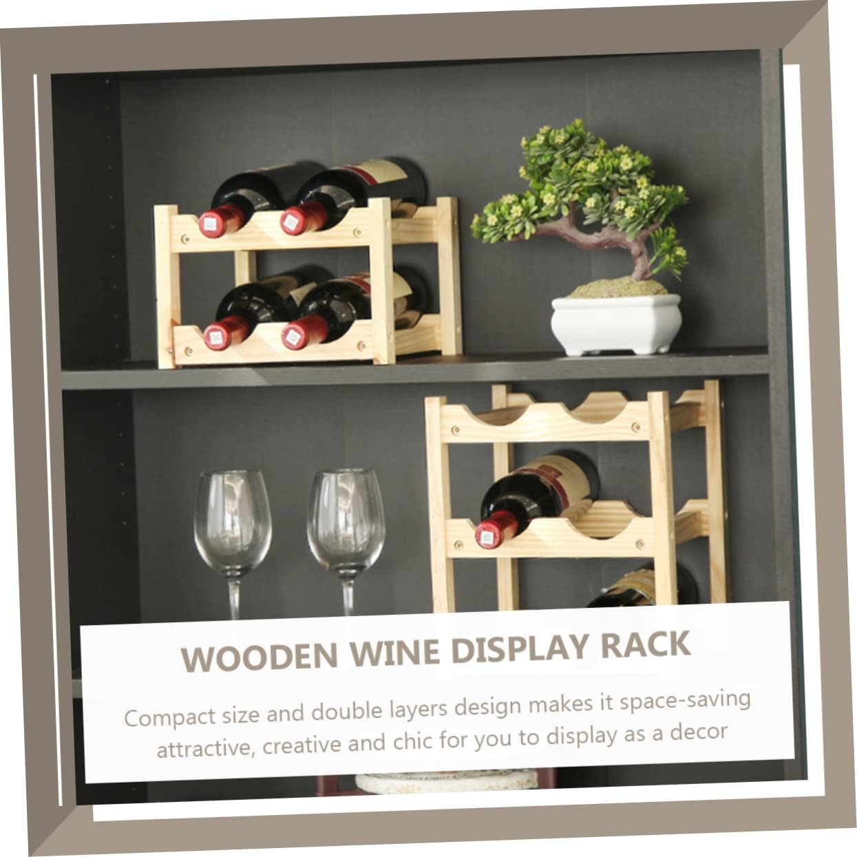 MAGICLULU Stackable Wine Display Rack for Living Room Bar