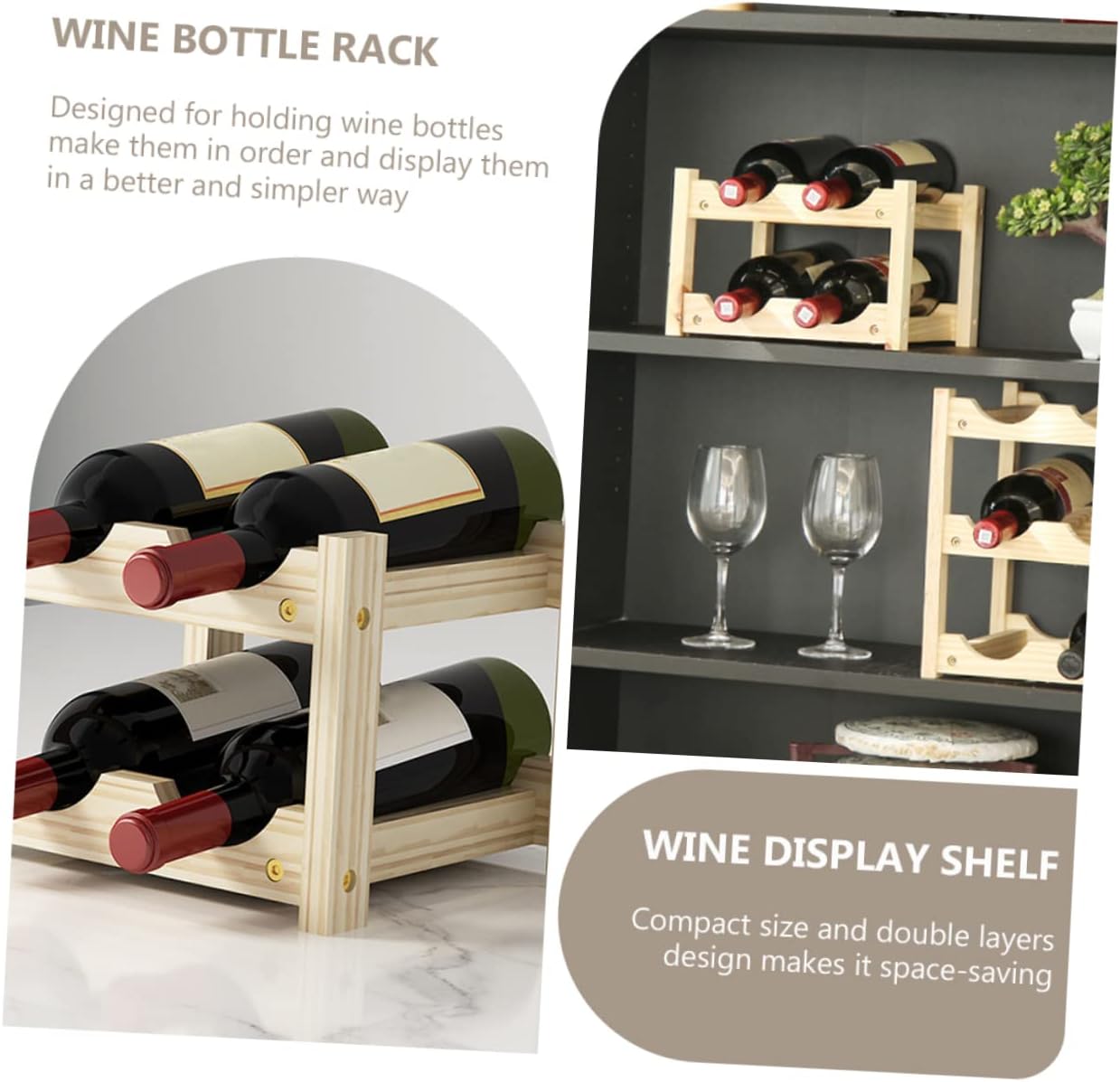 MAGICLULU Stackable Wine Display Rack for Living Room Bar