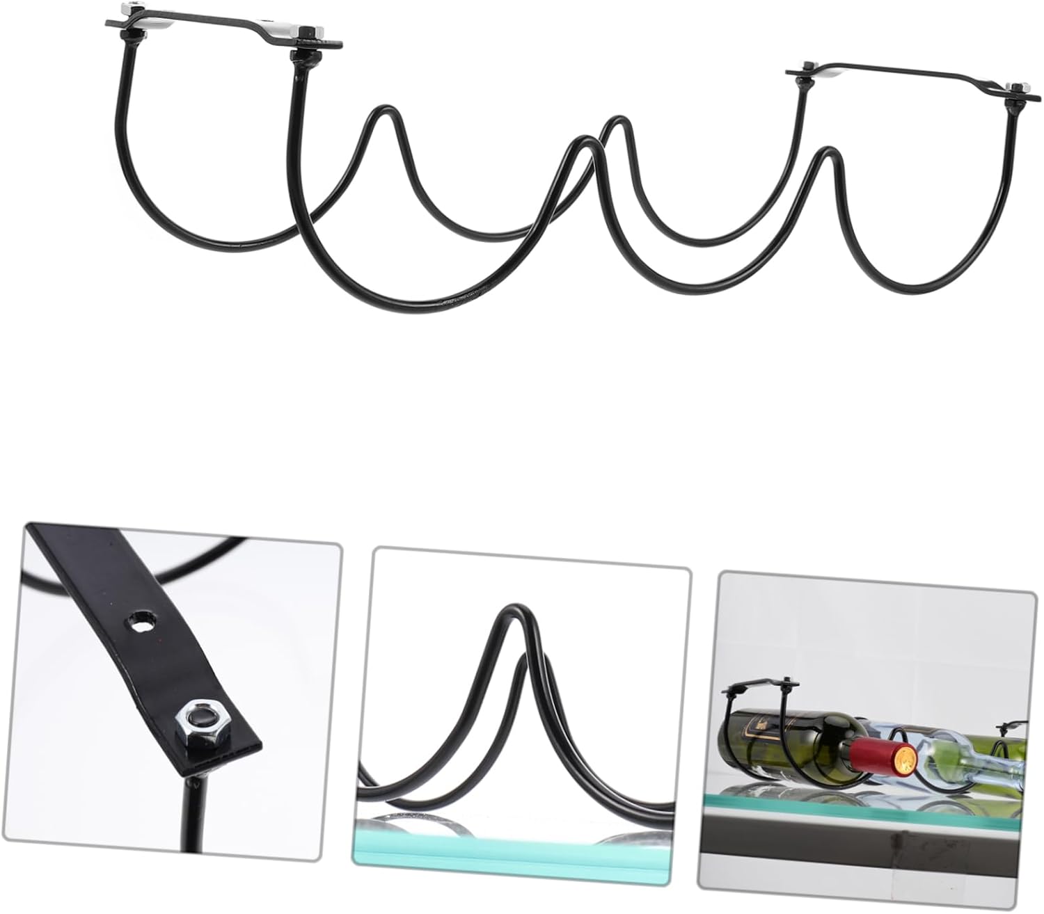 Zerodeko 2pcs Black Wrought Iron Wine Rack Wall Mount Sturdy Display Holder