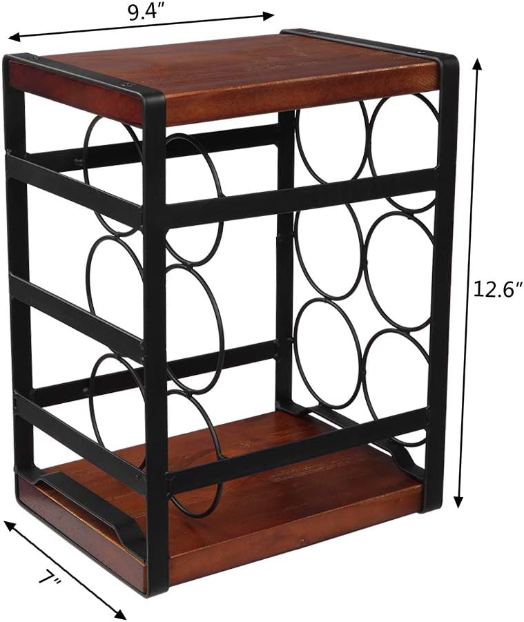 DOLFISH 3 Tiers Freestanding Wine Rack Black and Brown
