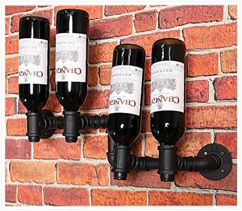 LUNEZY Wall Mounted Wine Rack Industrial Rustic Design Holds 4 Bottles