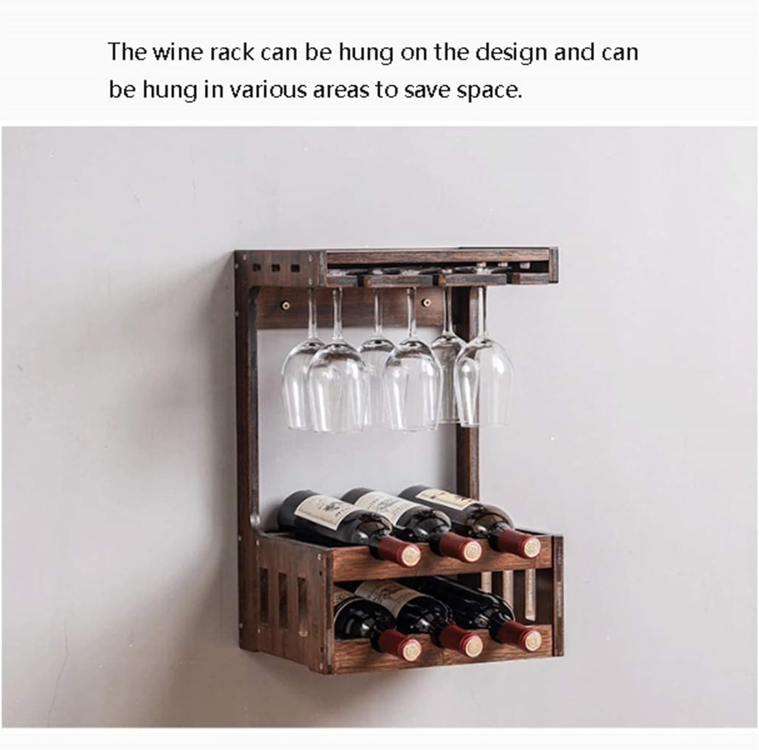 OXOAMP Freestanding Wine Rack with 6 Bottles and Glasses Holder