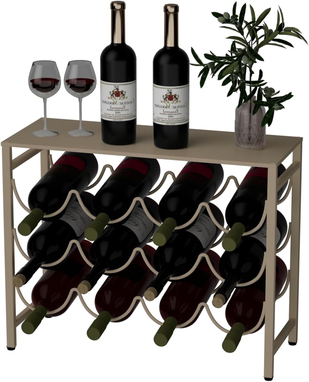 JINGWAYS 12 Bottle Waved Wine Rack with Steel Tray