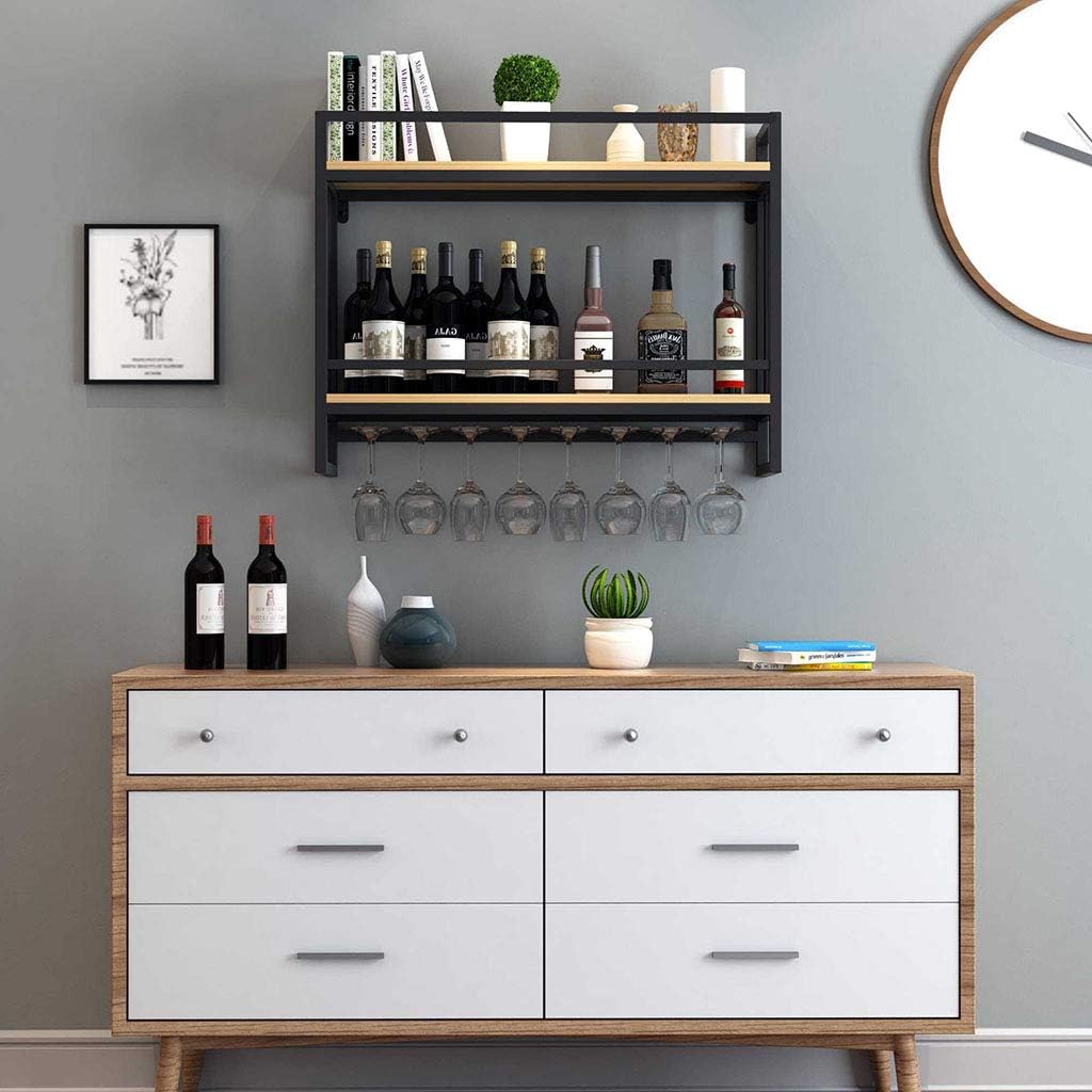 Wall-Mounted Wine Rack With Cork Storage - Rustic Design