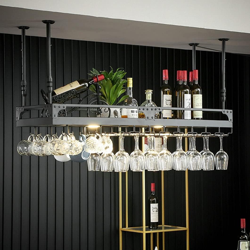 ZJDYDY Wall-Mounted Wine Rack with Adjustable Hanging Rod