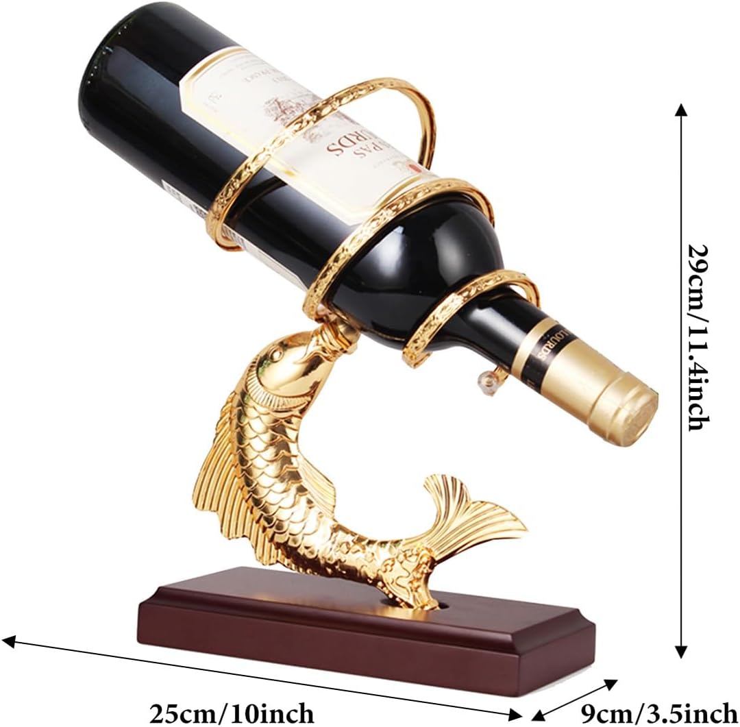 GIZNXBA Modern Gold Metal Wine Rack with Wooden Base